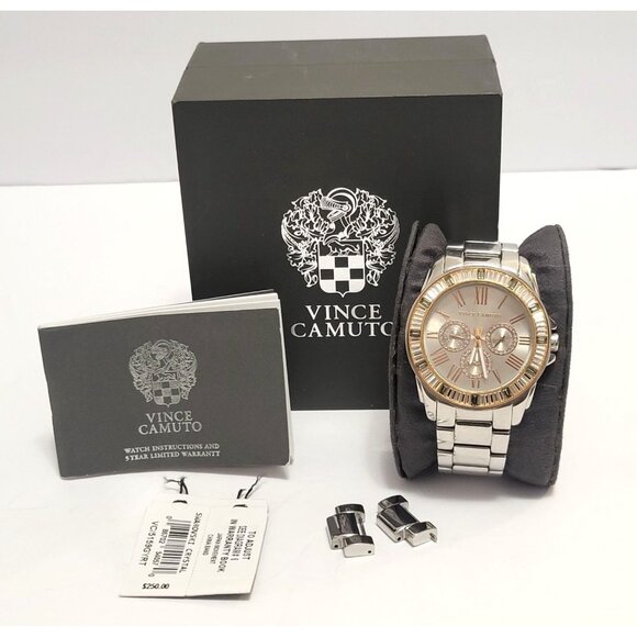 Vince Camuto Swarovski Crystal Bracelet Watch Silver-Tone Women’s Multi-Function - Picture 14 of 14